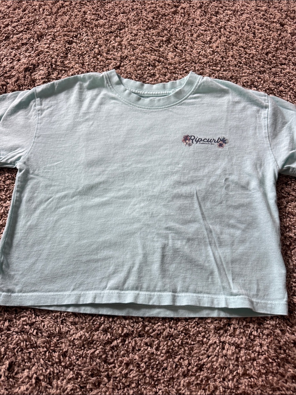 Rip Curl Light Blue Kids Short Sleeve Crop Tee with Small Chest Logo